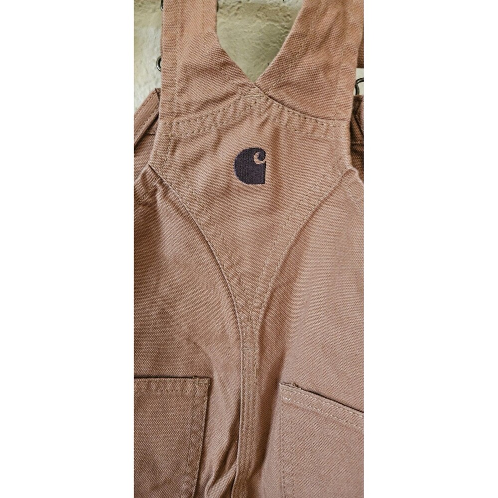 NWT Carhartt Duck Br. Canvas Bib Overalls Baby Sz 12M All Cotton Snap Leg - Picture 4 of 4